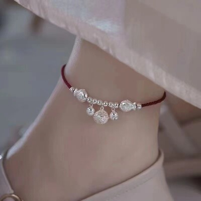 宫铃铛红绳脚链女2025新款潮足链