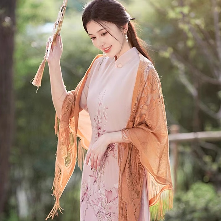 新中式流苏绝美旗袍披肩防晒衣