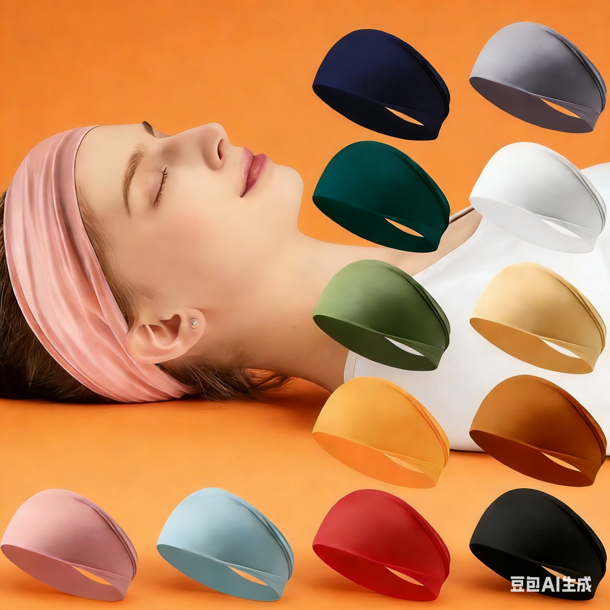 护额头带防风头部晚上睡觉保暖头罩睡帽男女跑步头套吸汗透气发带