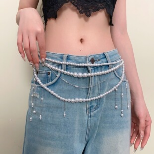 公主多层流苏腰链身体链法式珍珠小众轻奢感腰带重工超仙项链配饰