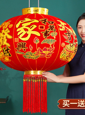 2023新款大红j灯笼春节挂饰过年户外农村大门口一对阳台吊灯中国