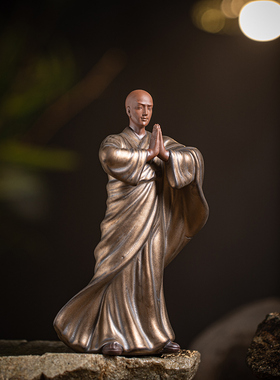 中式复古小和尚摆件陶瓷工艺品禅意F家居茶室博古架装饰品庭院摆