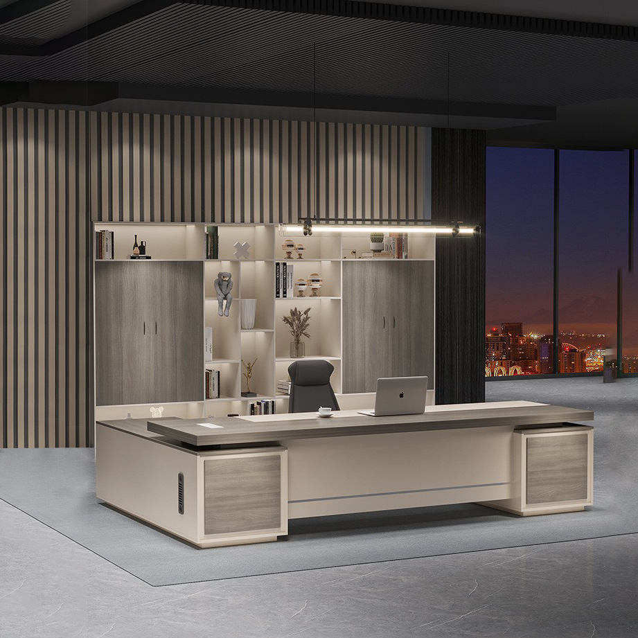 大班台老板桌简约现代轻奢高档总裁经理办公室用办公桌子风书桌