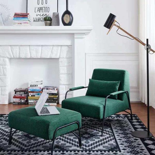 北欧布艺小沙发客厅现代简约小户型铁艺卧室单人沙发懒人休闲椅