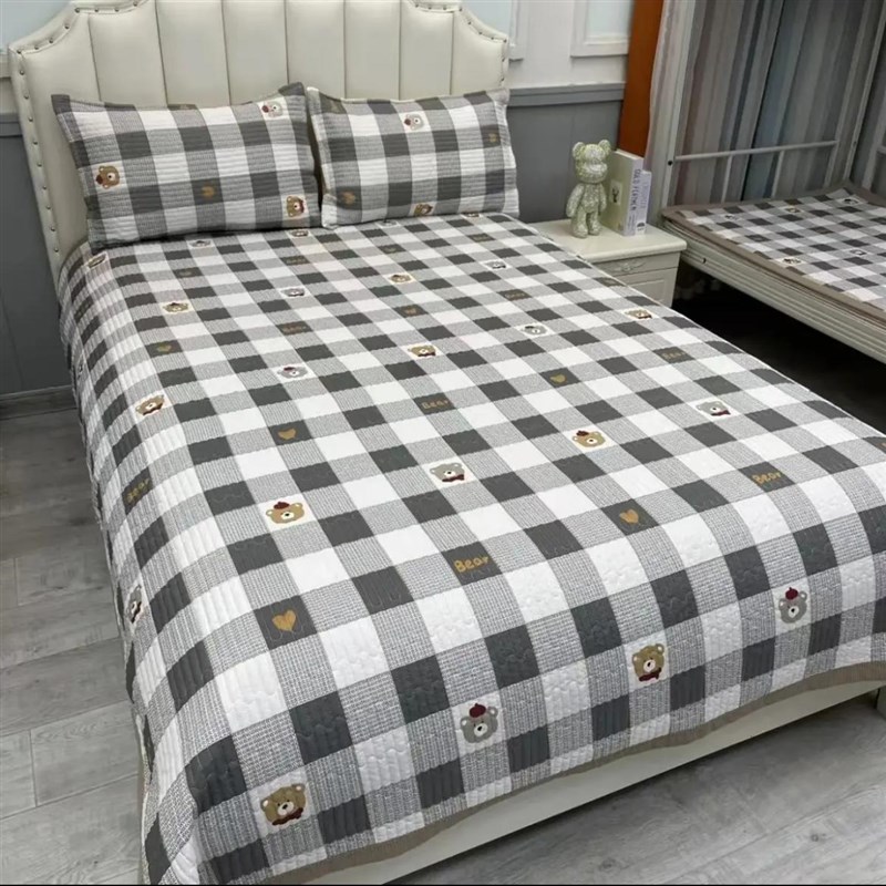 四季绗缝床盖水洗m床盖三层夹棉加厚榻榻米床单床罩四季通用