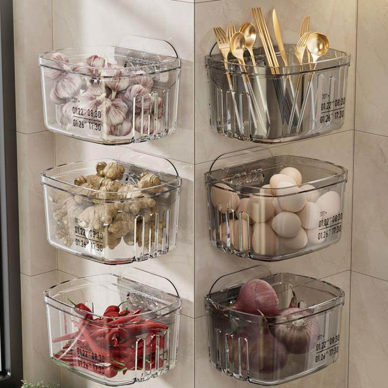 厨房葱姜蒜收纳筐置物架浴室挂篮卫生间墙上塑料收纳盒收纳篮壁挂,收纳整理,壁式收纳盒,淘宝优惠券,粉丝福利购,淘宝优惠卷