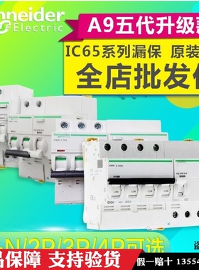 原厂施耐德断路器1P2P3P4p带漏电保护器Acti9总开IC65N C6 63A