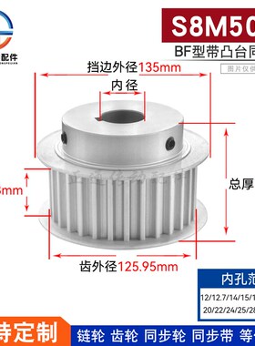 现货同步轮S8M50齿带台阶 50S8M300-B 槽宽33 铝合金同步皮带轮BF