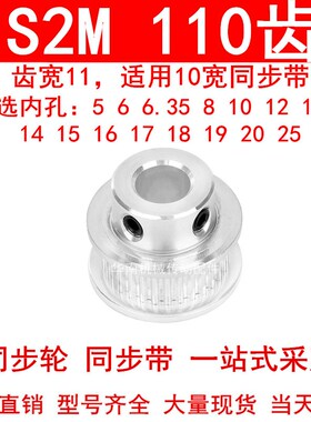 同步轮S2M110齿齿宽11凸台B内径56810121415161718192025同步带轮