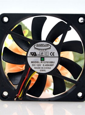 原装正品EVERFLOW 7010 Tt R127010BU 12V 0.45A 7CM静音散热风扇
