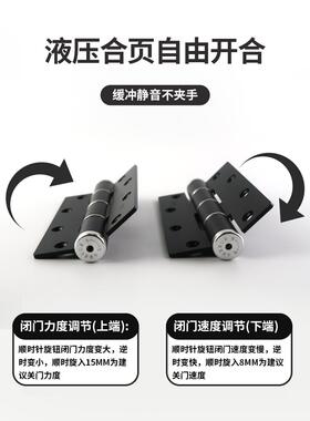 5/6寸隐形门专用液压合页缓冲闭门自动关门子母免开槽回弹合页