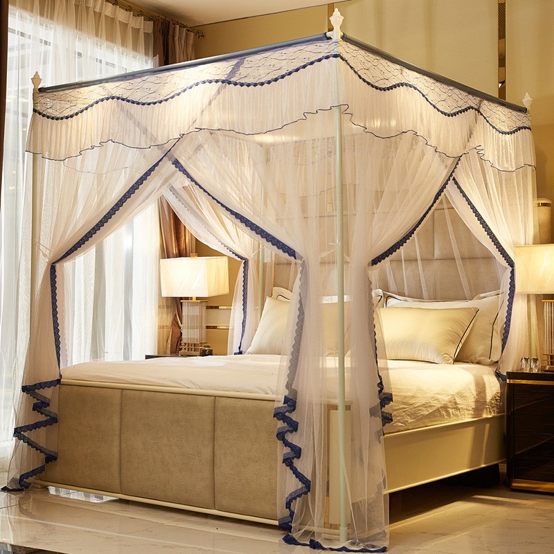 三开门宫廷落地蚊帐家用公主风1.5m1.8米支架1.2m2米床加密加厚双