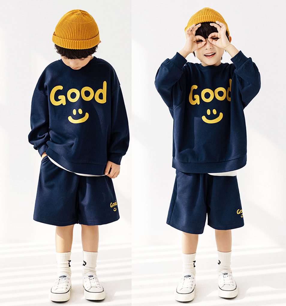 OH!DREAM 毛暴暴马卡龙卡通笑脸简约男童卫衣套装