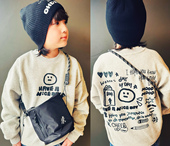 OHDREAM毛暴暴马卡龙灰色涂鸦美好 一天亲子儿童卫衣