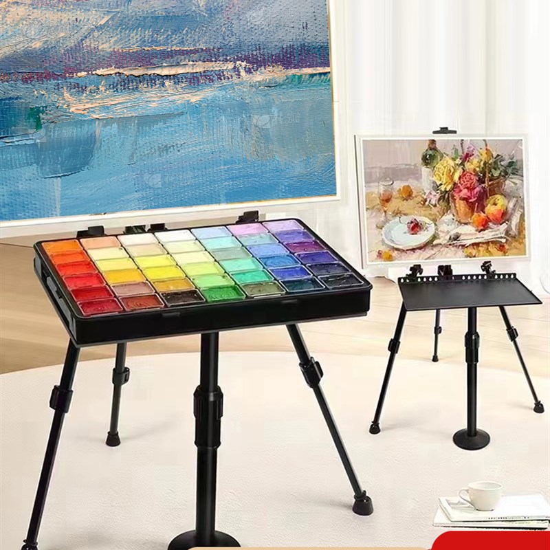水粉颜料支撑支架l艺举成功托盘黑色大手摇金属折叠画架美术生户