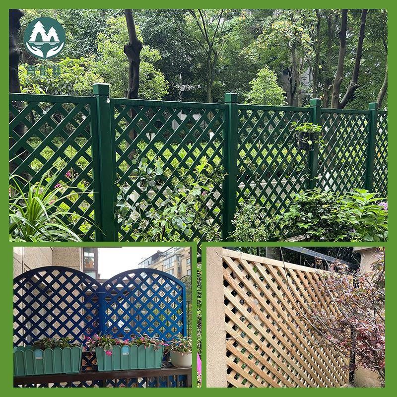 防腐木栅栏围墙护栏花园庭院室内外阳台壁L挂网格片架隔断爬藤定