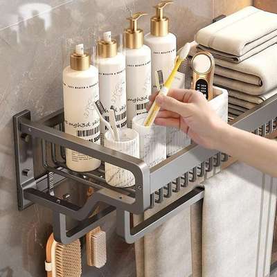 太空铝多层网篮毛巾架不锈钢浴巾架卫生间浴室五金挂件六件置物架