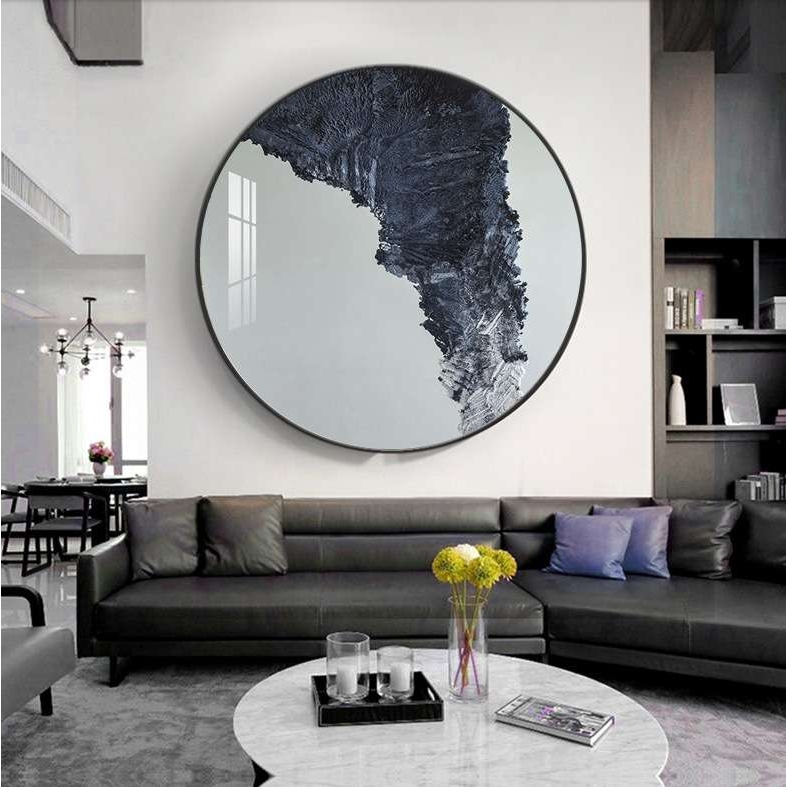 现代简约客厅圆形玄关装饰画年年有余走廊过道挂画书房餐厅壁画图片