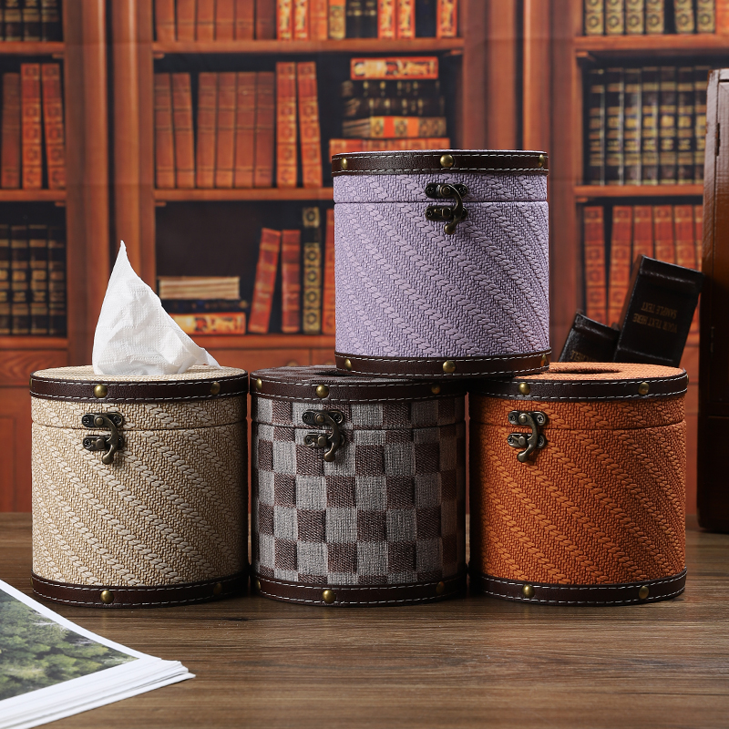 欧式圆形纸巾筒创意桌q面纸巾盒抽纸盒客厅卧室家用卷纸盒创意轻