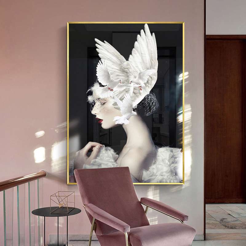 现代人物装饰画创意个性餐厅壁画酒店宾馆软装美女发廊挂画客厅画图片