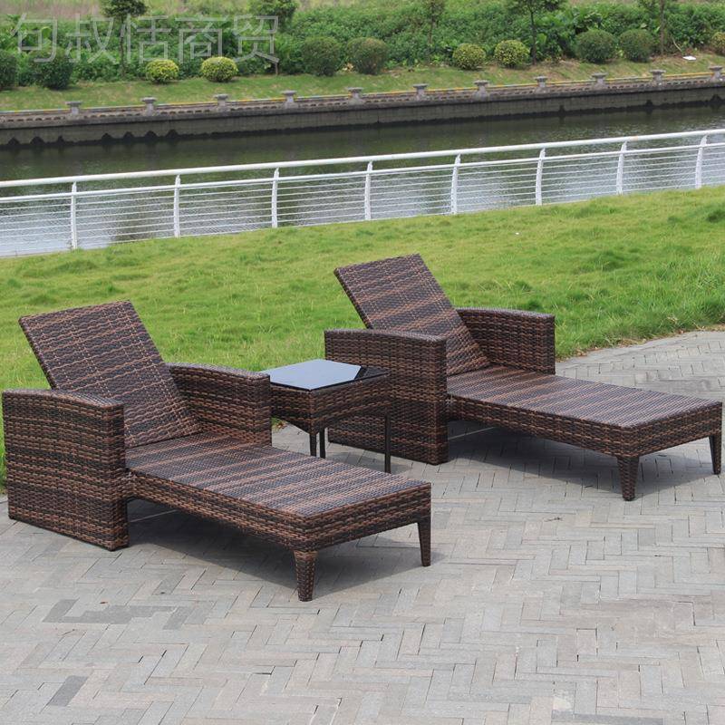 户外藤编外椅室露天店景区沙滩椅别墅泳池边躺床25050110酒花园温