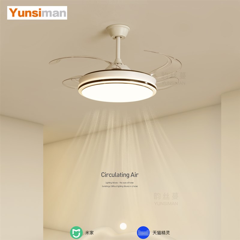 餐厅风扇灯创意吊扇吸顶灯led主卧室客厅灯电扇吊灯2024新款灯具