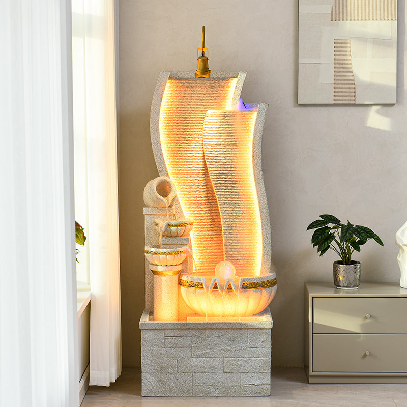 欧式流水喷泉客厅加湿器玄关落地摆件招财室内轻奢循环水景观装饰