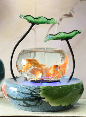小型桌面流水喷泉客厅鱼缸加湿器招财摆件创意家居装饰品生日礼物
