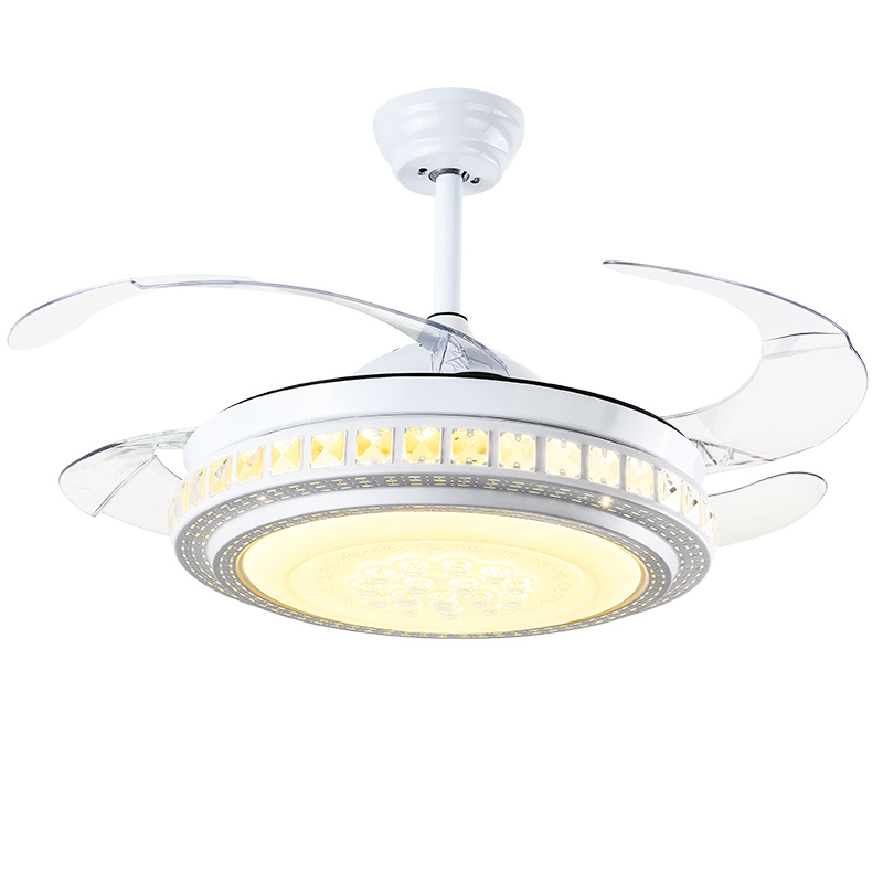 52寸变频水晶隐形风扇灯客厅吊扇灯大风力家用餐厅卧室带电风扇灯