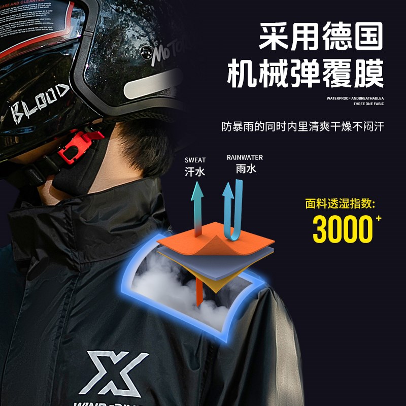 摩托车雨衣f套装男款成人外穿分体式轻薄透气户外暴雨级钓鱼