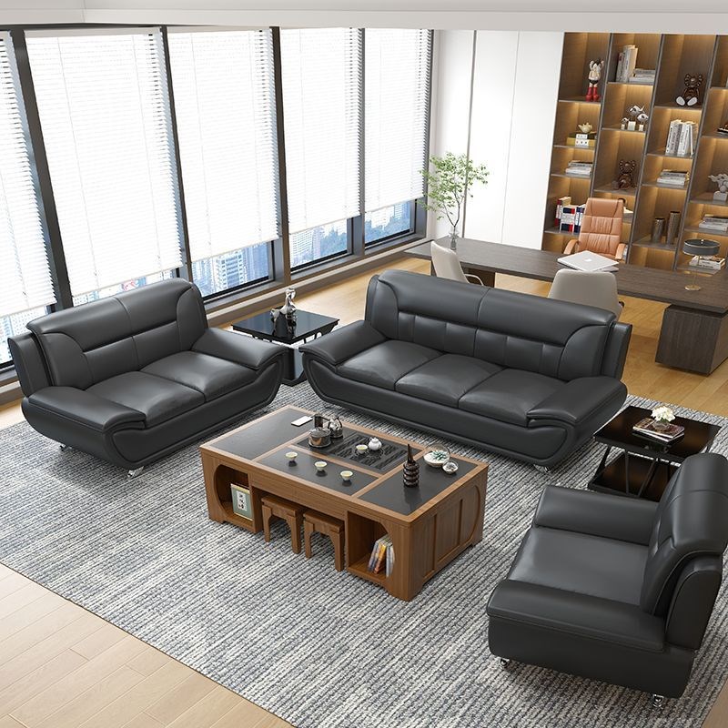 办公沙发简约现代商务会客接待办公室沙发茶几组合三人位沙发