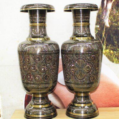 进口巴基斯坦手工艺品铜器铜雕30英寸聚财坛瓶家居装饰品BT436