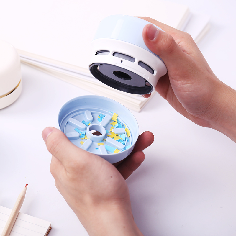 得力迷你桌面吸橡皮擦屑吸尘器电动清洁铅笔屑w小型家用清扫橡皮