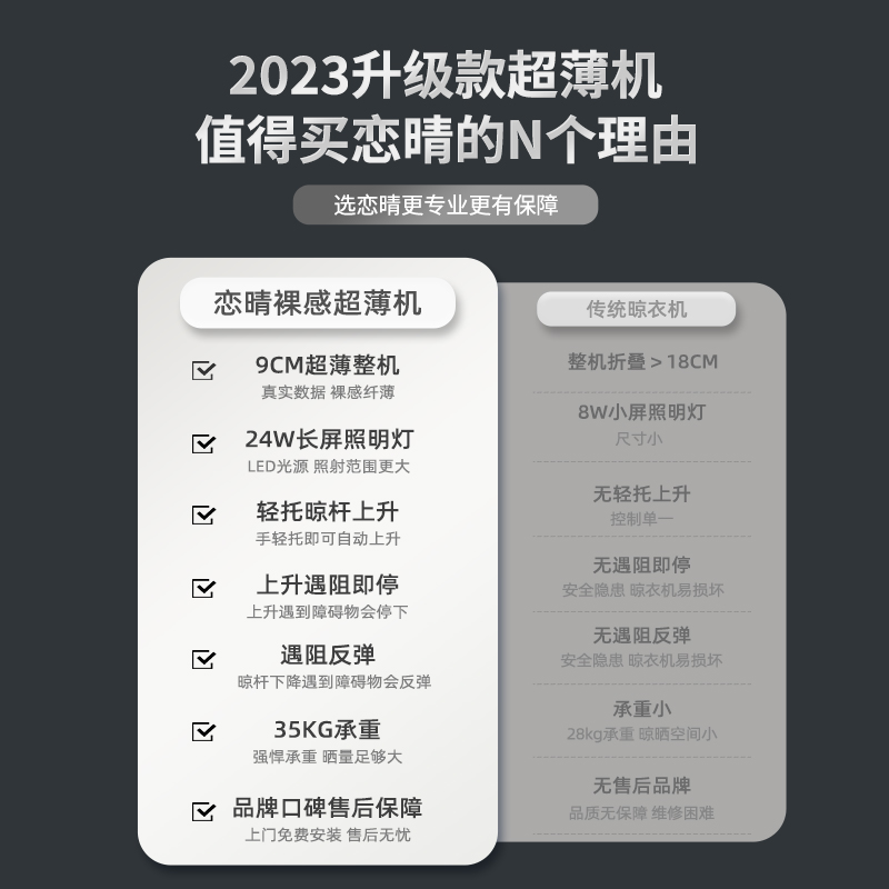 恋晴隐藏嵌入式超薄电动晾衣架智能声控升降阳台家用自动凉衣机