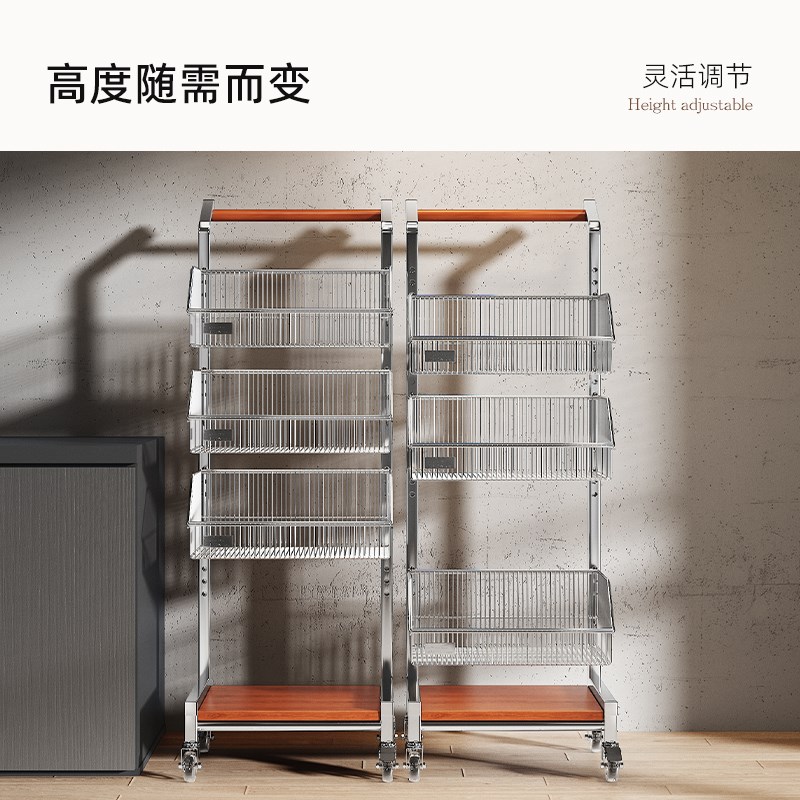 实木可移动边几零食小推车客厅茶几沙发边柜厨房多层蔬菜置物架子
