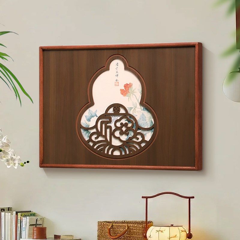 新中式实木电表箱盒遮挡装饰画2025新款镂空雕刻配电箱总开关挂画