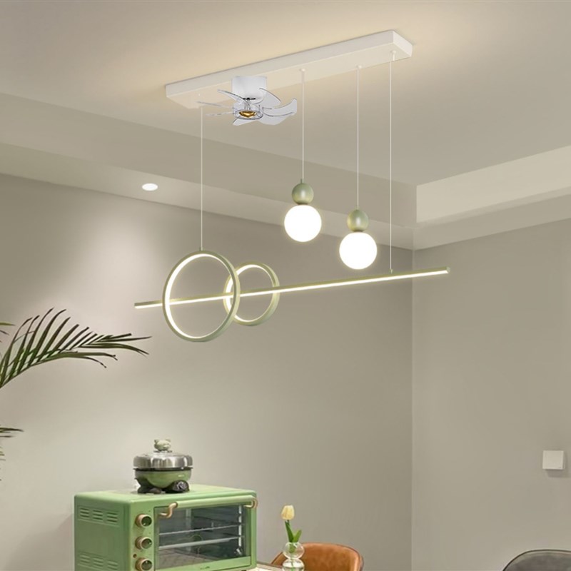 风扇灯吊灯餐厅灯现代简约360度摇头变频节能家用LED吊灯6档变速