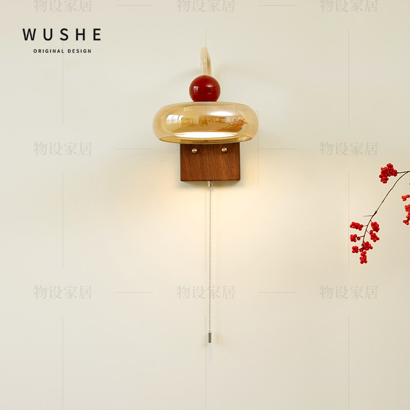 中古奶油风壁灯卧室带拉链开关床头灯主卧复古法式酒店房间墙壁灯