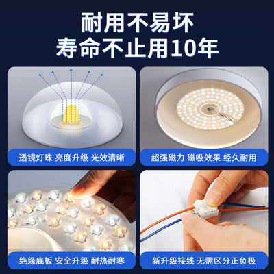 全光谱LED灯芯吸顶灯替换光源圆形磁吸灯盘超亮风扇灯灯芯护眼灯