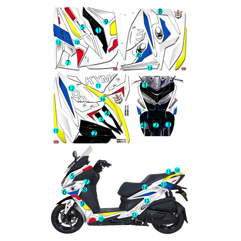 适用光阳赛艇ST250改装高达版画拉花贴膜L涂装贴纸油箱贴配件贴花