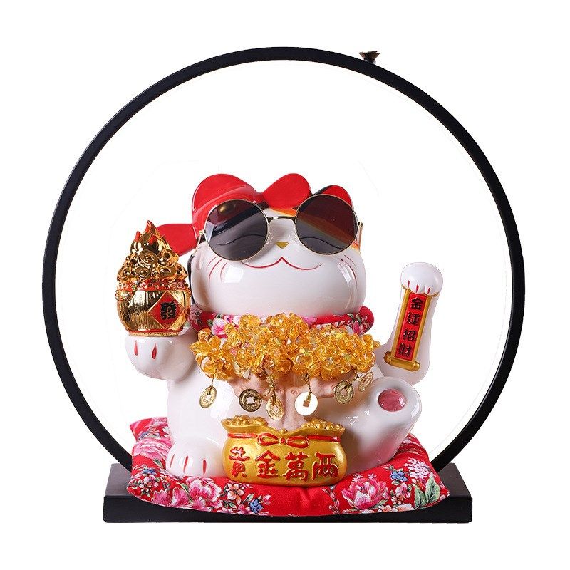 招财猫灯圈电动摇手摆件店铺开业大号陶瓷创意礼品收银台摆件,家居饰品,招财猫,淘宝优惠券,粉丝福利购,淘宝优惠卷