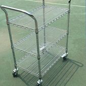 镀铬手推车带轮子防静电货架仓库移动不锈钢周转车车间静音物料架