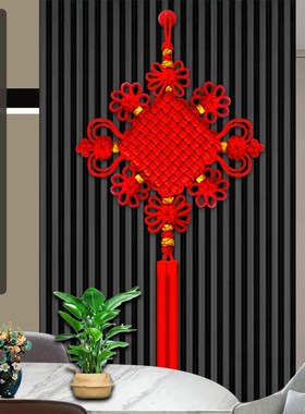 红色黄色蓝色三色中m国结挂件客厅大号挂件电视背景墙乔迁新居装