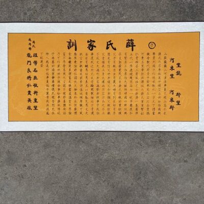 薛氏姓氏文化家训家规挂画卷轴送礼家谱家庙会议尼山会议宗亲礼品