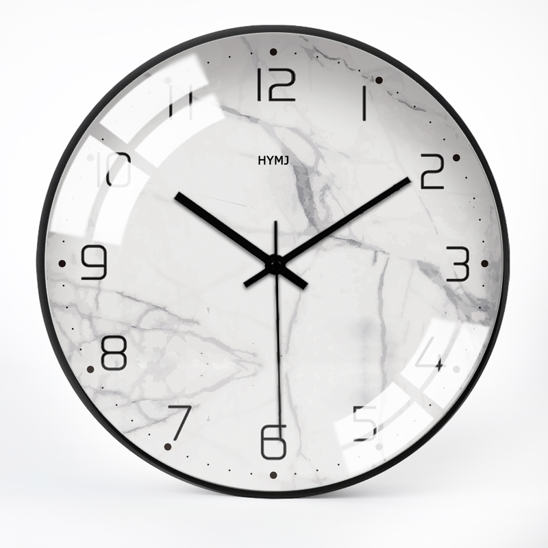 现代简约仿大理石钟表客厅挂钟创意北欧静P音个性卧室装饰时钟