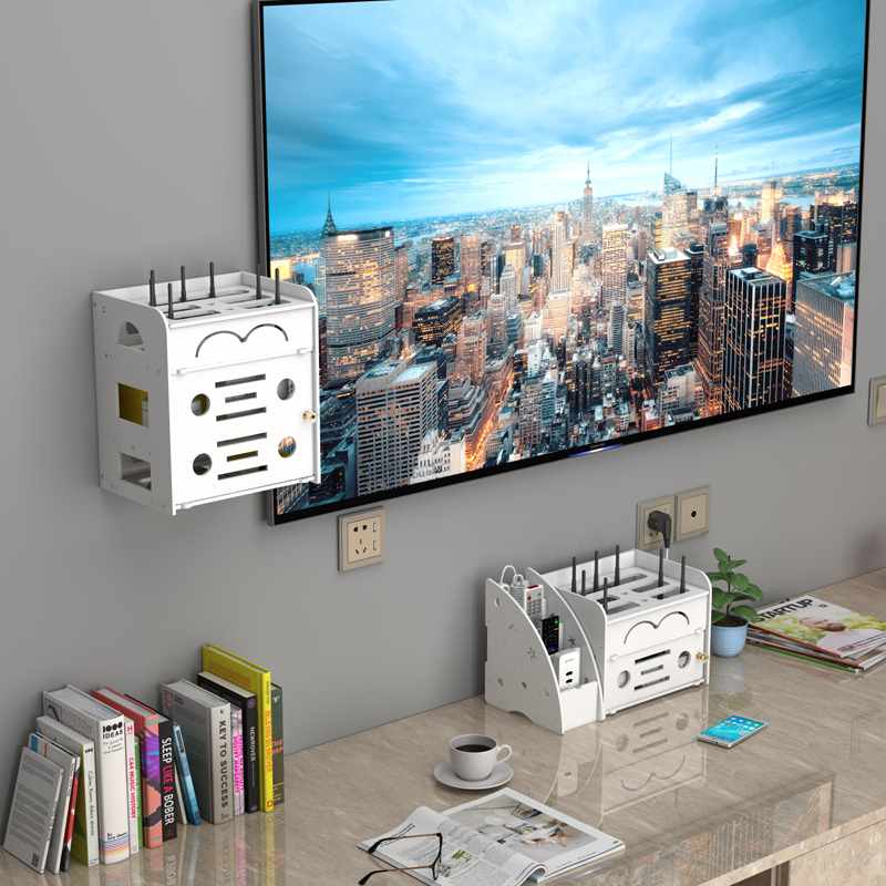 电视盒子网络机顶盒置物架光猫客厅墙上壁挂插线板路由器收纳架