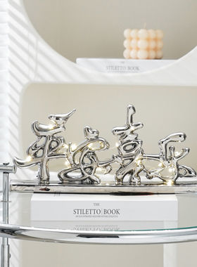 轻奢电镀平安喜乐陶瓷现代玄关入户摆件客厅酒柜电视柜家居装饰品