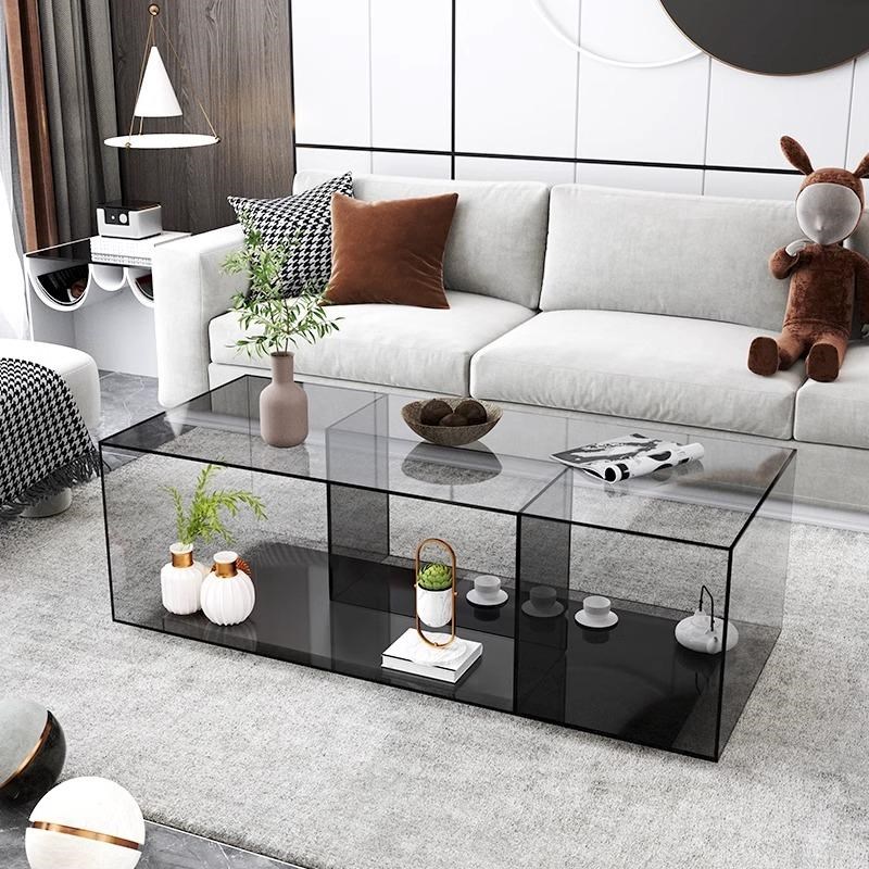 亚克力北欧简易j茶桌客厅洽谈茶几创意方形小户型家商用储物咖啡