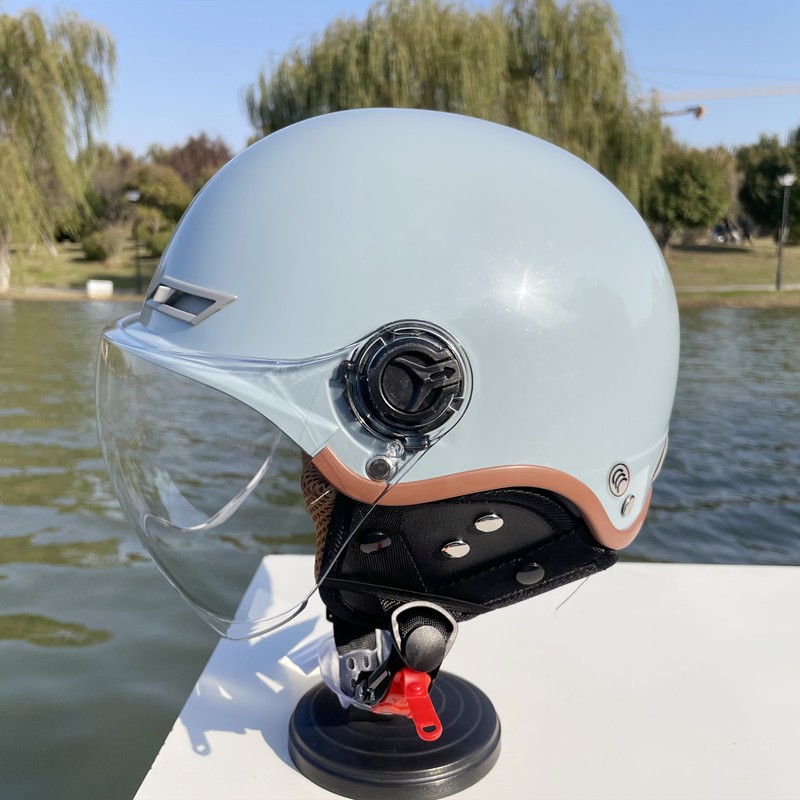 四季3C认证f双镜片电动摩托车头盔男女灰冬可拆卸护耳保暖轻防晒