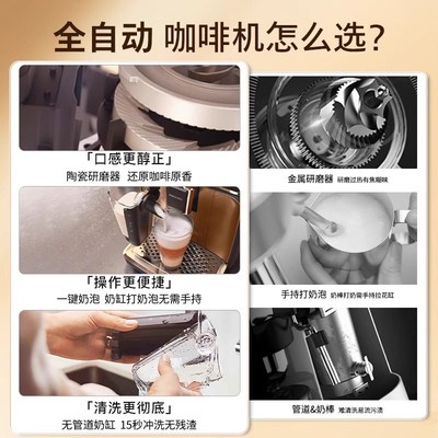 飞利浦意式全自动咖啡机小型家用研磨一体打G奶泡美式EP3146/3341